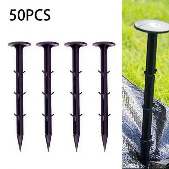 50pcs Plastic Garden Lawn Stakes,6inch Rustproof Nail for Ground Lawn Edging, Weed Fabric, Tarp, Artificial Turf, Camping Tent