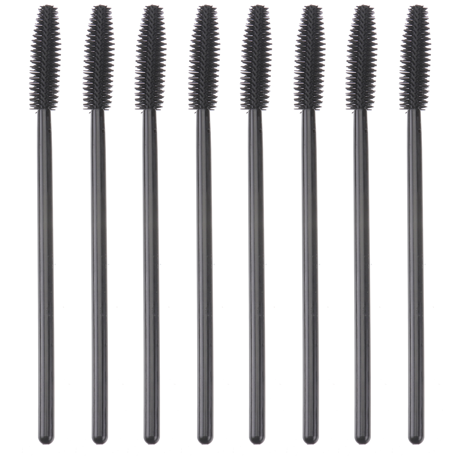 50pcs Plastic Handle Nylon Bristles Eyelash Brushes Disposable Lash Curler Eyebrow Comb (TM-214) (Black)