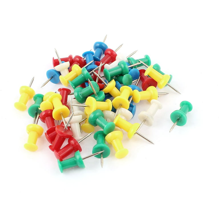 50pcs Plastic Head Push Pins Thumbtacks Thumb Tacks Sticker Assorted Color  School Supplier
