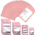 thumbnail image 1 of 50pcs Plastic Matte Pink Aluminum Foil Zip Lock Packaging Bag Jewelry Necklace Storage Pouch Small Sachets Food Sample Bags Pink 50pcs 8X13cm, 1 of 6