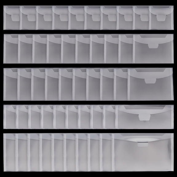 50pcs Plastic Stamp Storage Bags 5 Sizes Transparent Scrapbooking Storage Die Cuts Storage Pockets Clear Cutting Dies Stencil Organizer Clear Bags