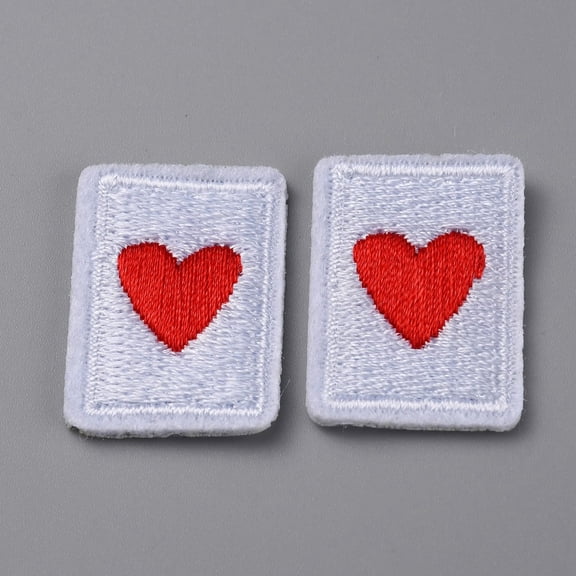 50pcs Playing Card Theme Polyester Embroidery Cloth Iron on/Sew on Patches Costume Accessories Rectangle Heart 27x19x2mm