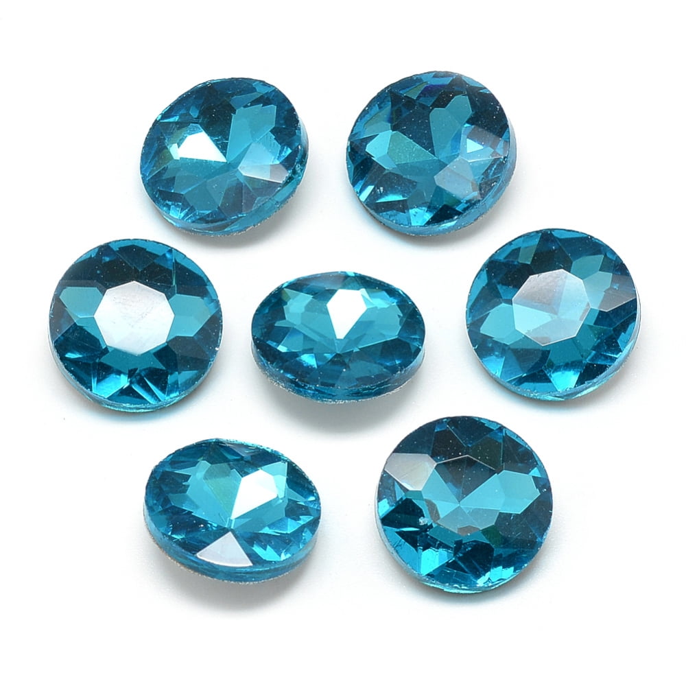 50pcs Pointed Back Glass Rhinestone Cabochons Back Plated Faceted Flat ...