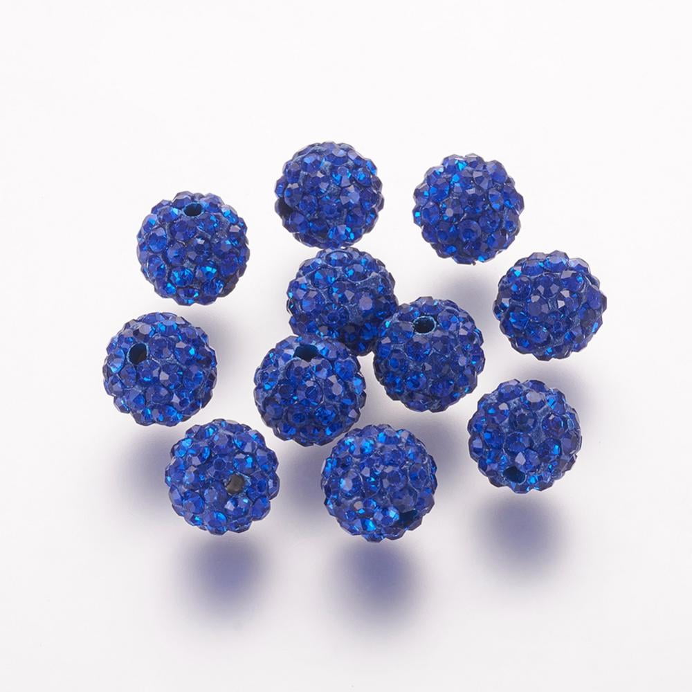100 Pcs Sparkly Disco Ball Beads - 10mm Red & Blue Rhinestone Beads For Jewelry Making