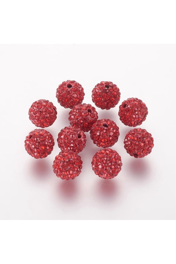 50pcs Polymer Clay Rhinestone Beads Grade A Round Pave Disco Ball Beads Light Siam