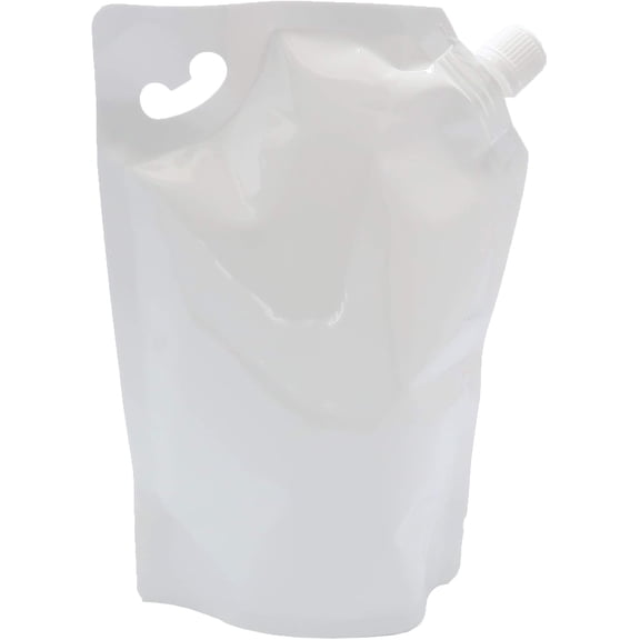 50pcs Premium Heavy Duty Reusable Plastic Pouch Flask Concealable Beverage w/Funnels (33.8 oz, White)