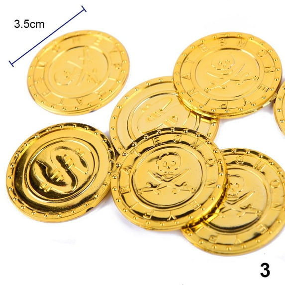 50pcs Prop Favors Decorations Game Coin Skull Pirate Gold Coins Halloween Party 3