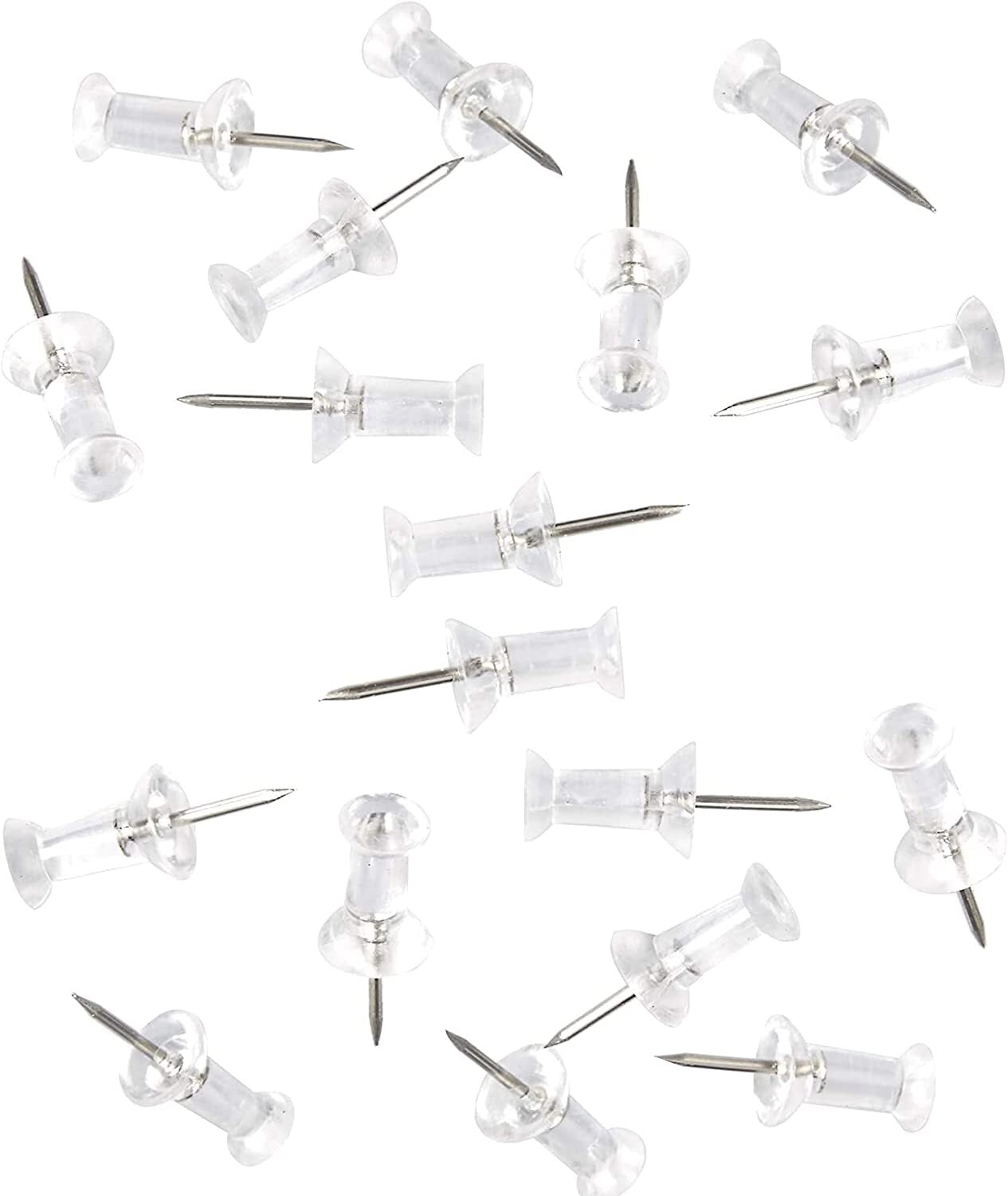 50pcs Push Pins, Clear Thumb Tacks, Steel Point and Head, Thumbtacks for Bulletin Board Cork Board, Clear Push pins for Wall