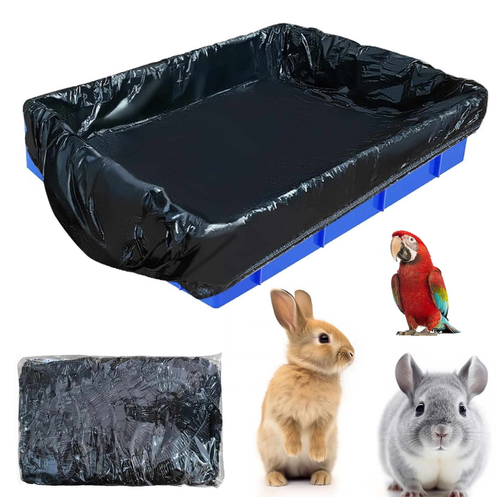 Tondiamo 150-Pack Disposable Plastic Cage Liners - 27.5x19.7 Inch, Clear, For Rabbits, Guinea Pigs, Small Pets
