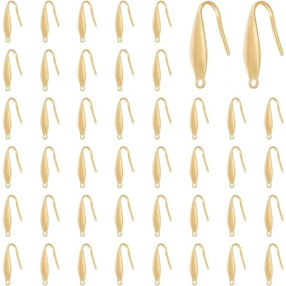 50pcs Real 18K Gold Plated Earring Hooks Stainless Steel Earring Hooks with Loop Metal Ear Wires Wide French Earrings Hooks for DIY Drop Jewelry Making Supplies 20.5x4.5mm for DIY