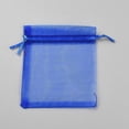 thumbnail image 1 of 50pcs Rectangle Organza Drawstring Gift Bags with Ribbon Blue 12x10x0.03cm, 1 of 2