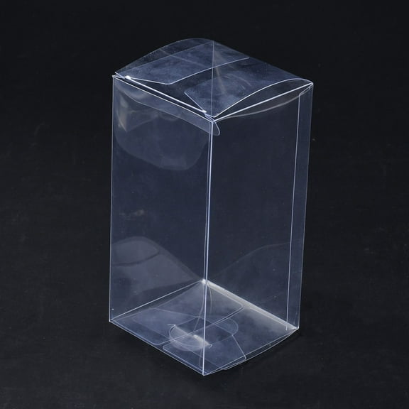 50pcs Rectangle Transparent Plastic PVC box Gift Packaging Waterproof Folding box for Toys & Molds Clear box: 7x7x14.1cm