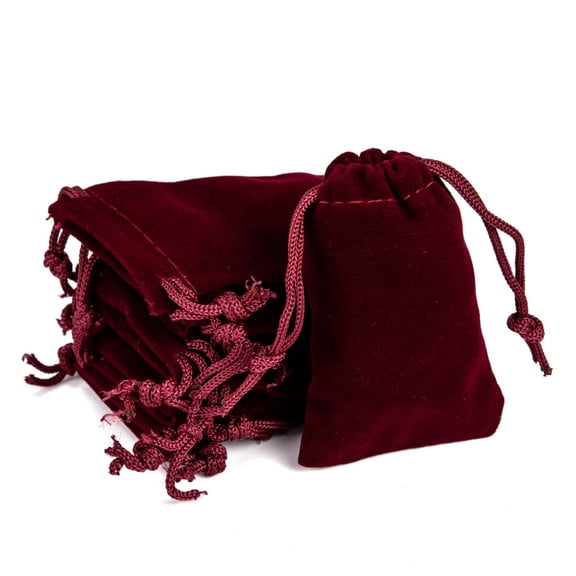 50pcs Rectangle Velvet Pouches Gift Bags Dark Red 7x5cm