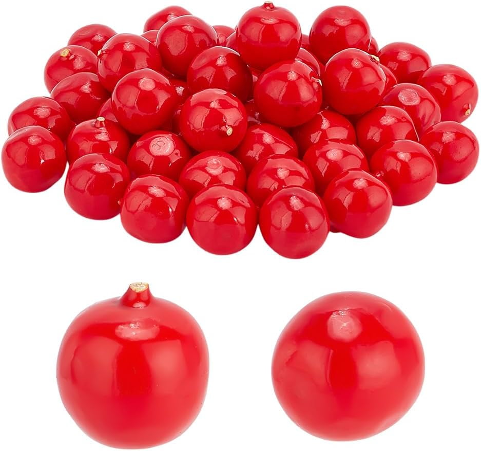 50pcs Red Apples 0.7 Inch Artificial Apples Faux Foam Decorative Fruit Simulation Realistic Fruit Little for Floral Arrangements Party Props Home Kitchen Christmas