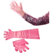 50pcs Red Long Arm Plastic Gloves 35.5 inches Veterinary Insemination/Household Cleaning/Field Bandaging Multi-purpose Gloves