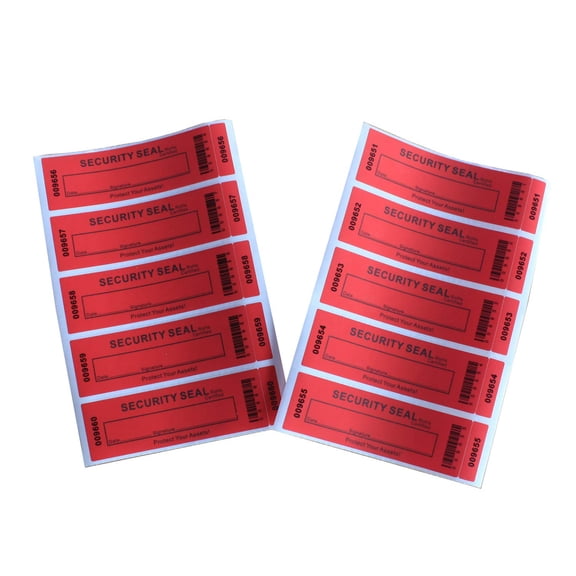 50pcs Red Tamper Proof Security Stickers 35x120mm Full Transfer Void Labels
