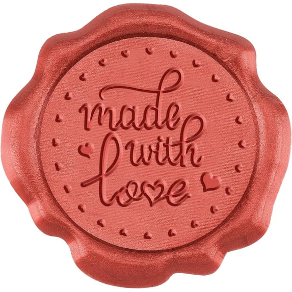 50pcs Red Wax Seal Stickers Made with Love Self Adhesive Wax Seal Stamp Stickers Letter Envelope Wax Stickers for Wedding Invitation Scrapbook DIY Craft Adhesive Waxing Party Gift Wrapping DIY