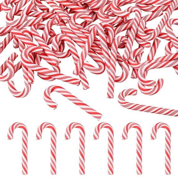 50pcs Red White Candy Canes Plastic Candy Canes Mini Christmas Candy Cane Candy Garland Ornaments Phone Cake Decor Tree Candy Decoration for Xmas Party Home Decor 1box