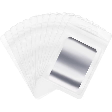 50pcs Resealable Small Mylar Ziplock Bags with Clear Window, Aluminum Foil Sample Pouches, Reusable Flat Mylar Bag with Color Packaging for Food Storage (White, 6.3"x9.4")