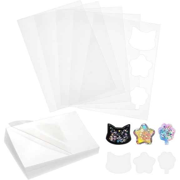 50pcs Resin Shaker Films 5x3.5 inch Plastic Sealing Protective Films Transparent Seal Films Free Cutting Quicksand Pendant Films for Resin Shaker Moulds Silicone DIY Jewelry Crafts White