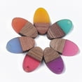 thumbnail image 1 of 50pcs Resin & Walnut Wood Pendants Oval Mixed color 20x11x3.5mm Hole: 1.8mm, 1 of 2