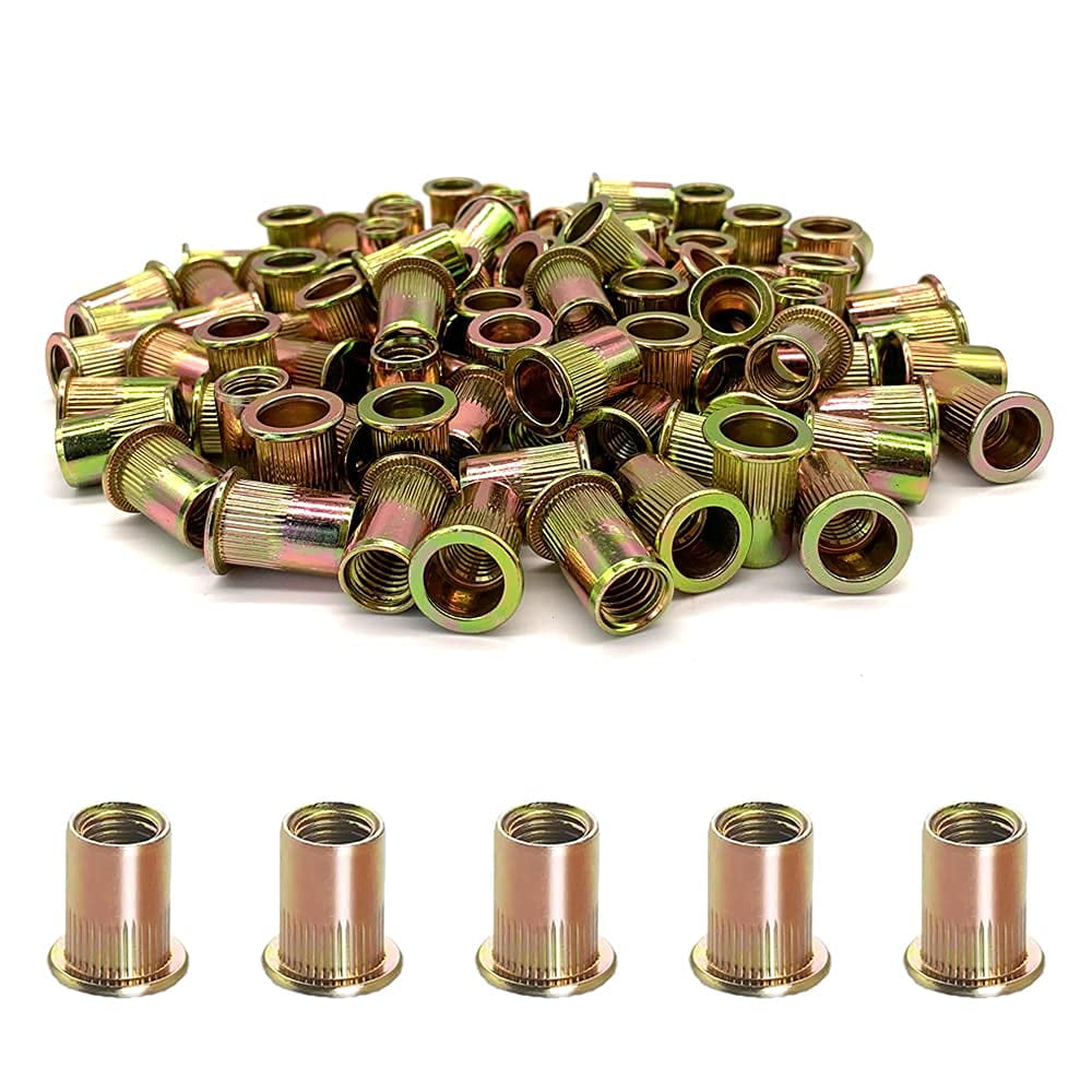 50pcs - Rivet Nuts, 10 Carbon Steel Metric Rivet Nuts Set, Flat Head Threaded Insert Nut Set, Suitable for Automotive Furniture Decoration Electrical and Industrial Products (-10(50pcs)