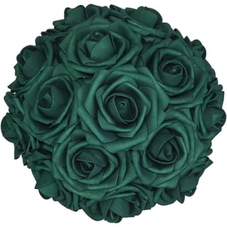 50pcs Roses Dark Green Artificial Rose Flowers Real Touch Artificial Foam Roses Decoration for Wedding Bridesmaid Bridal Bouquet Centerpieces Party Home Party Decor