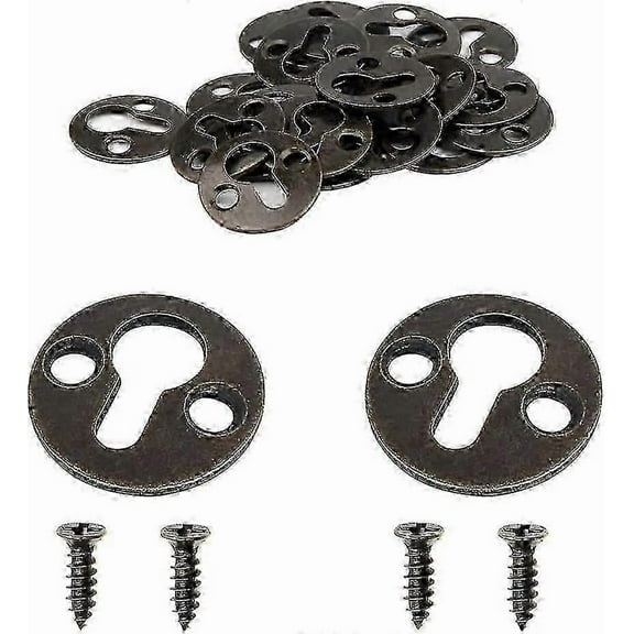 50pcs Round 25mm/1" Mortise Metal Keyhole Hooks Shelf Brackets Photo Frame Hanging Plate (Bronze) Quick