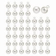 thumbnail image 1 of 50pcs Round Faux Pearl Buttons 10mm 3/8" Gold Metal Shank Sewing Buttons Replacement DIY Small Button for Sewing Clothing Bridal Wedding Dress DIY Crafts, Beige Silver, 1 of 7