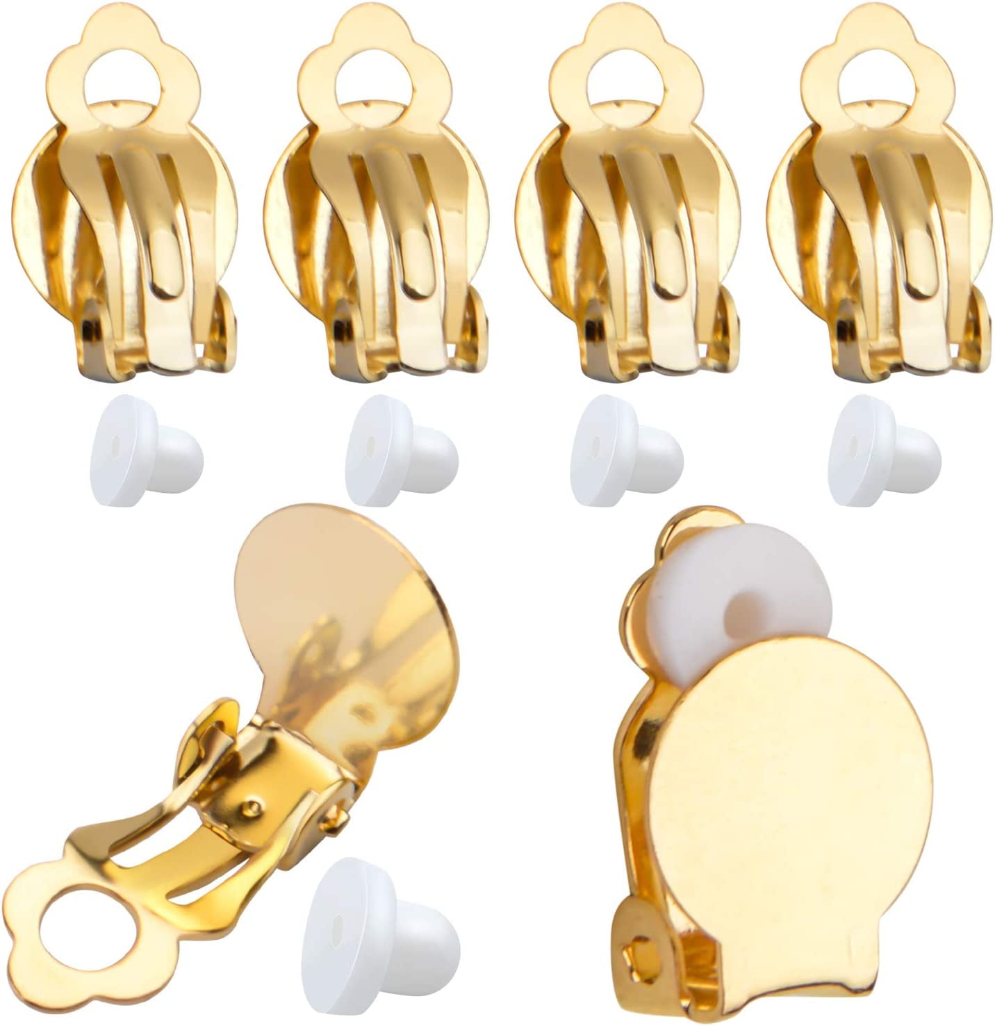 50pcs Round Flat Back Tray Earring Clips Non Pierced Earring