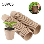 50pcs Round Peat Pots Biodegradable Plant Pots 2.4" Diameter Garden Seedling Pots for Plants, Vegetable & Flower