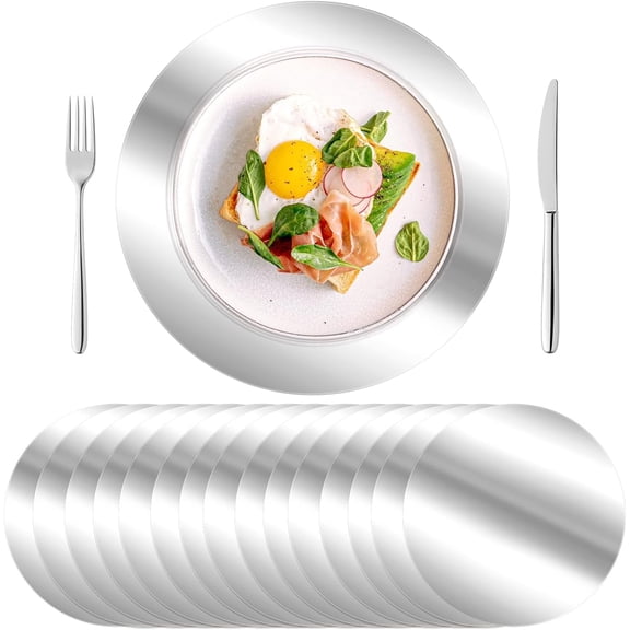 50pcs Round Placemats 13" Disposable Paper For Dining Table Mirrored Place Mat Kitchen Banquet Setting Wedding Birthday Dinner Party Decor