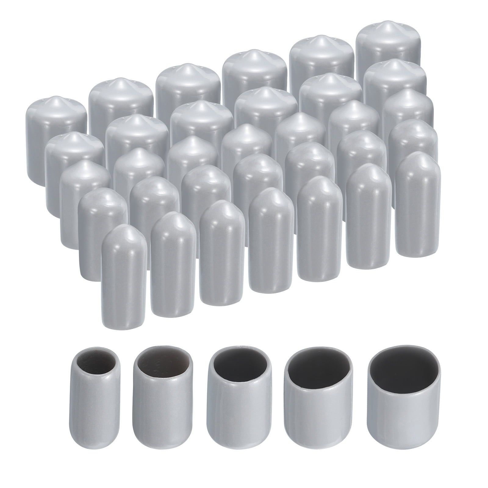 50pcs Round Rubber End Caps 1/4" 3/8" 1/2" 3/4" 7/8" Grey Vinyl Cover ...