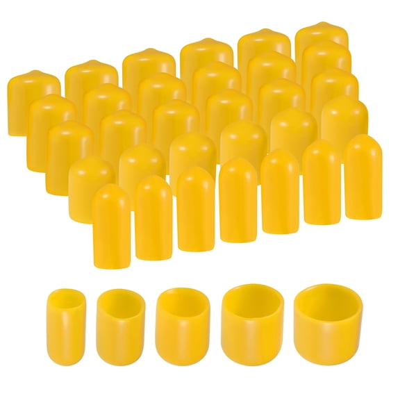 50pcs Round Rubber End Caps 1/4" 3/8" 1/2" 3/4" 7/8" Yellow Vinyl Cover Screw Thread Protectors