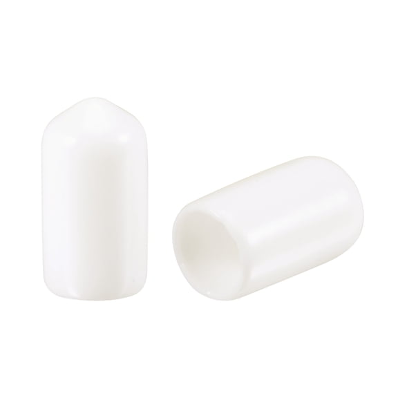 Unique Bargains 50 Pcs Round Rubber End Caps 0.31 inch White Vinyl Cover Screw Thread Protectors for Metal Chair Tips