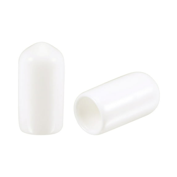 Unique Bargains 50 Pcs Round Rubber End Caps 0.28 inch White Vinyl Cover Screw Thread Protectors for Metal Chair Tips