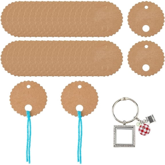 50pcs Round Thread Drops for Embroidery Floss Thread Keeps with Thread Drops Keeper Brown Paper Thread Holder 1pc Simple Floss Drops with Alloy Square Floss Ring for Sewing Storage for DIY