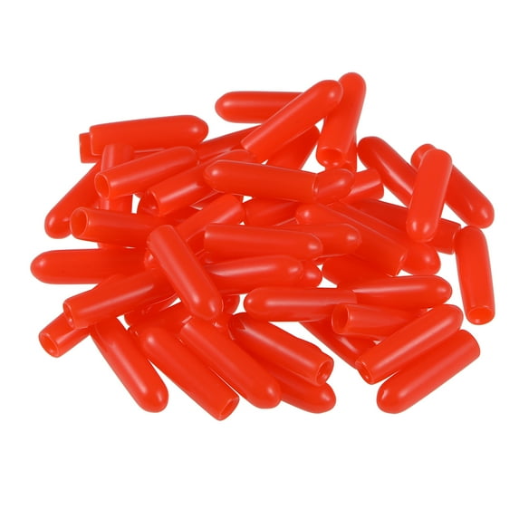 Uxcell Screw Thread Protectors End Cap Vinyl Red 50pcs 0.1"