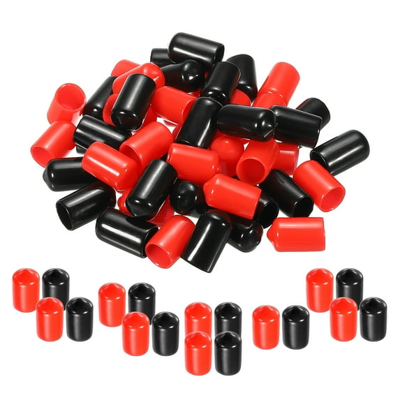 50pcs Rubber End Caps Cover Assortment 11mm Screw Thread Protector for Screw Bolt Black Red