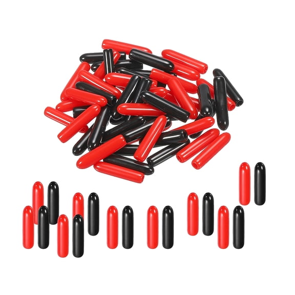 50pcs Rubber End Caps Cover Assortment 2mm Screw Thread Protector for Screw Bolt Black Red