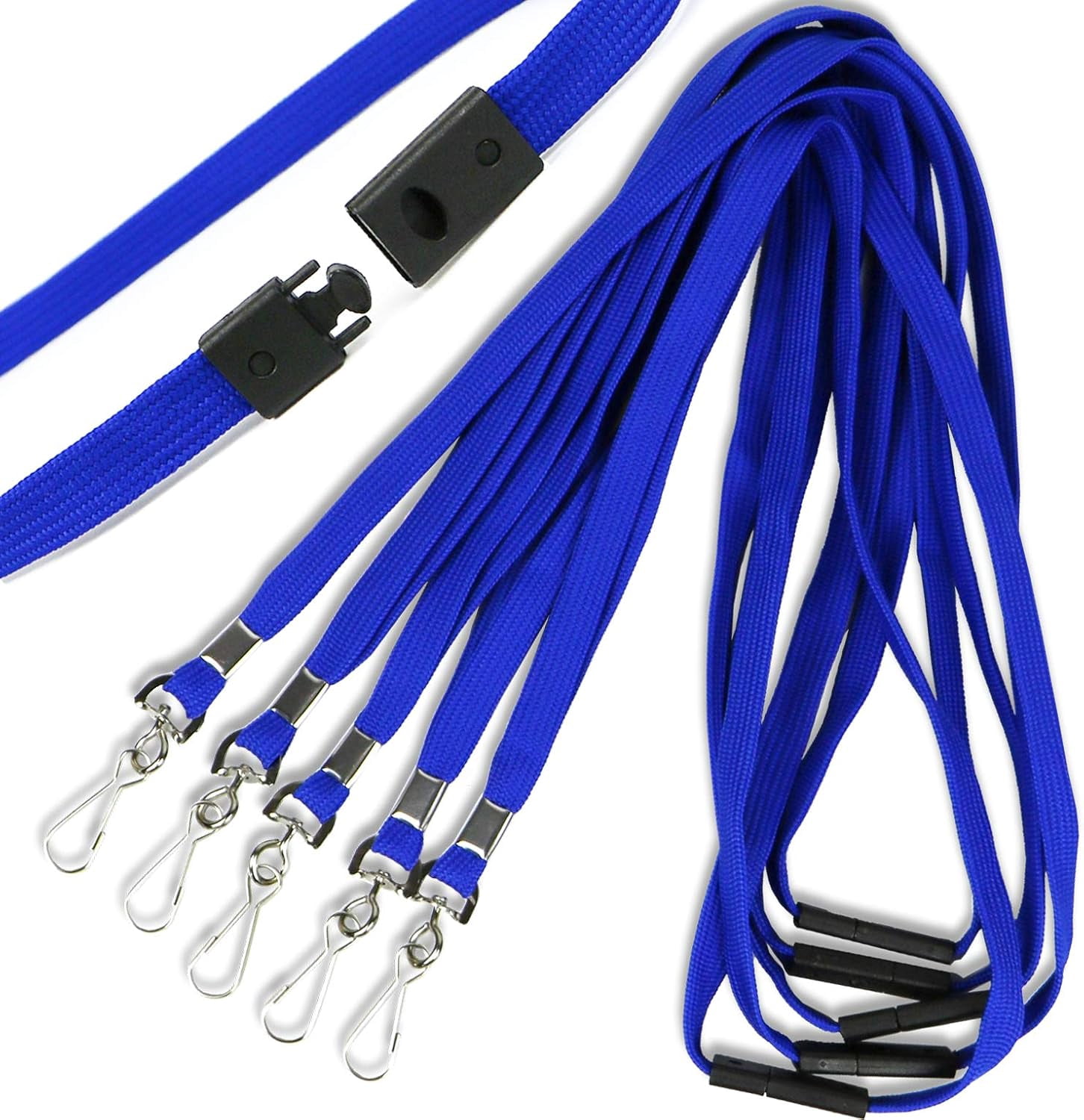 50pcs Safety Breakaway Lanyard with J-Hook Flat Lanyards for ID Badges Cruise Lanyard Bulk Preimum Lanyards for Women/Men Business Card NameTag Holder Lanyards Employee Students (Blue, Breakaway