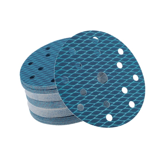 50pcs Sanding Discs 6 Inch 15 Hole 180 Grit Hook and Loop Sandpaper Universal for Automotive Repair Blue