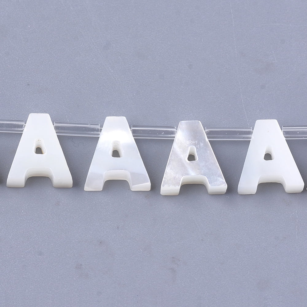 50pcs Sea Shell Beads White Shell Mother of Pearl Shell Top Drilled Beads Letter.A 10x2.5~11.5x3mm Hole: 0.8mm