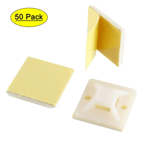 50pcs Self Adhesive Cable Tie Mounts Wire Base Holders 20mm x 20mm