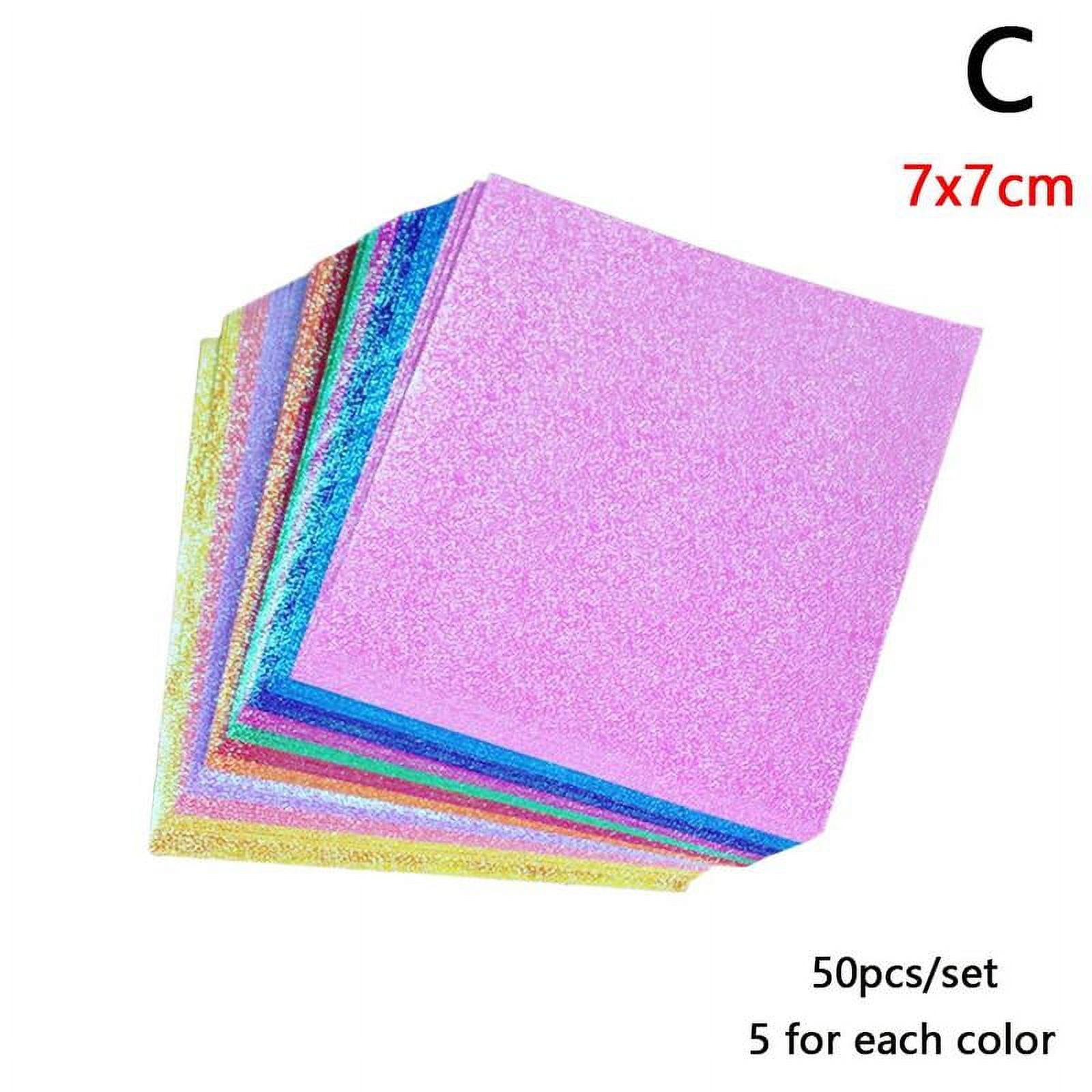 50pcs/Set Square Origami Paper Glitter Origami Shining Craft Color