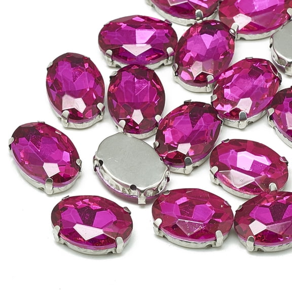 50pcs Sew on Rhinestone Multi-strand Links Glass Rhinestone with Brass Prong Settings Garments Accessories Faceted Oval Platinum Rose 8x6x4mm Hole: 0.8mm