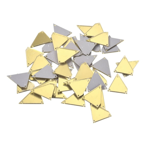 Uxcell 50pcs Sew on Acrylic Irregular Mirror Piece DIY Mirrored Rhinestones Mirror Beads for Evening Dresses Red 25x21mm, Gold