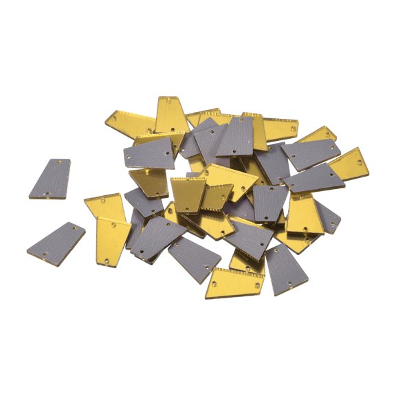 50pcs Sew on Acrylic Irregular Mirror Piece DIY Mirrored Rhinestones Mirror Beads for Evening Dresses Gold