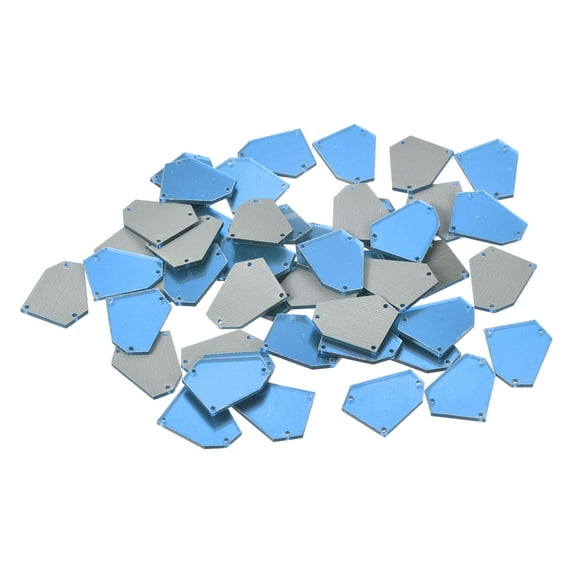 50pcs Sew on Acrylic Irregular Mirror Piece DIY Mirrored Rhinestones Mirror Beads for Evening Dresses Light Blue 25x20mm