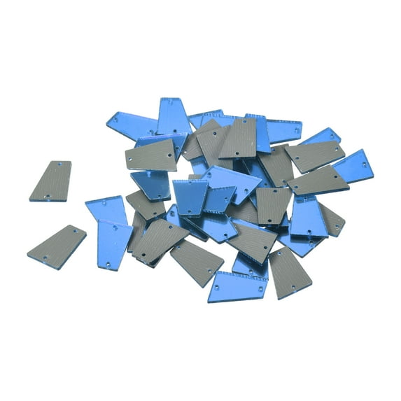50pcs Sew on Acrylic Irregular Mirror Piece DIY Mirrored Rhinestones Mirror Beads for Evening Dresses Light Blue